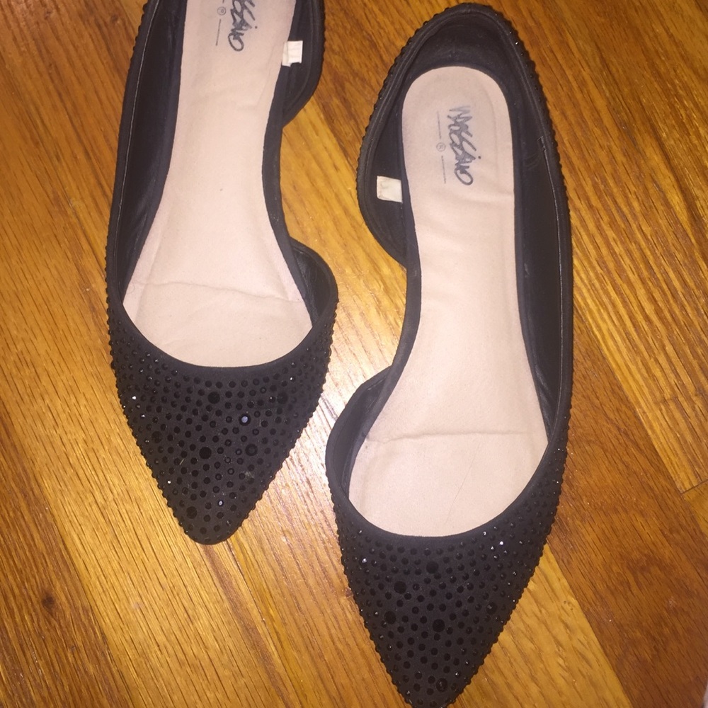 Pointed toe ballet flats with rhinestones